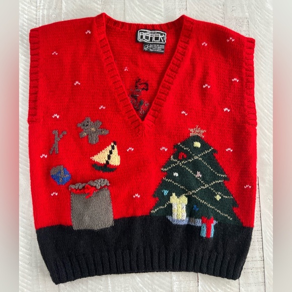 Rare Vintage BEREK 100% Wool Holiday Knitted
Christmas Sweater Vest Size Medium - Picture 2 of 14
